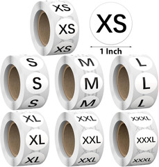 3500 Pcs 1 Inch Size Stickers for Clothing XS-XXXL, Self Adhesive Clothing Shirt