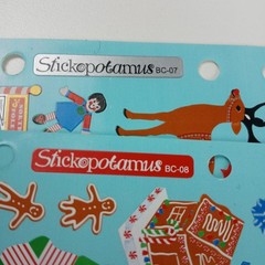 Vintage Stickopotamus Binder Stickers Christmas BC-07 & BC-08 Set of 2