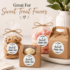 Sweet Thank You Favor Stickers: 120 round Paper Stickers 1.6 Inch | Paper Sticke