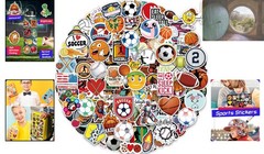 300 Assorted Sport Stickers: Waterproof Vinyl for Kids’ Water Bottles