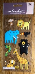 Sticko Puffy Zoo Animals Monkey Snake Tiger Giraffe Bear Lion Scrapbook Stickers
