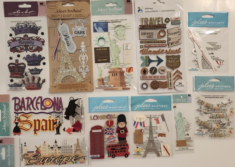 JOLEE’S BOUTIQUE Lot of 11 Scrapbooking Stickers TRAVEL EUROPE PARIS LONDON NY