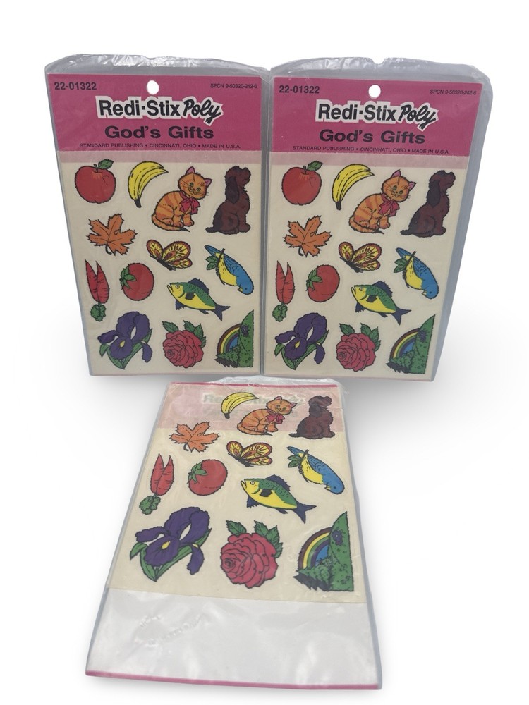 Vintage Redi Stix Poly Stickers Gods Gifts Lot Sealed Standard Publishing