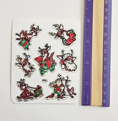 Vtg BJ Decal Holiday Reindeer Stickers Prism 246 Vending Specialties Christmas
