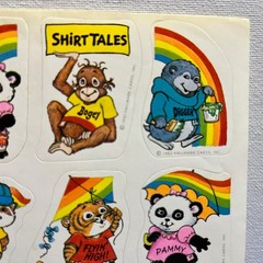 Vintage 1982 Hallmark Cards, Inc SHIRT TALES Sticker Sheet Animals Fun kids