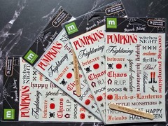 Halloween embellishment bundle foil flock adhesive rub on transfers die cuts