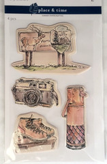 PLACE & TIME Summer Papercrafting Puffy Stickers – CAMPING – 4 pcs