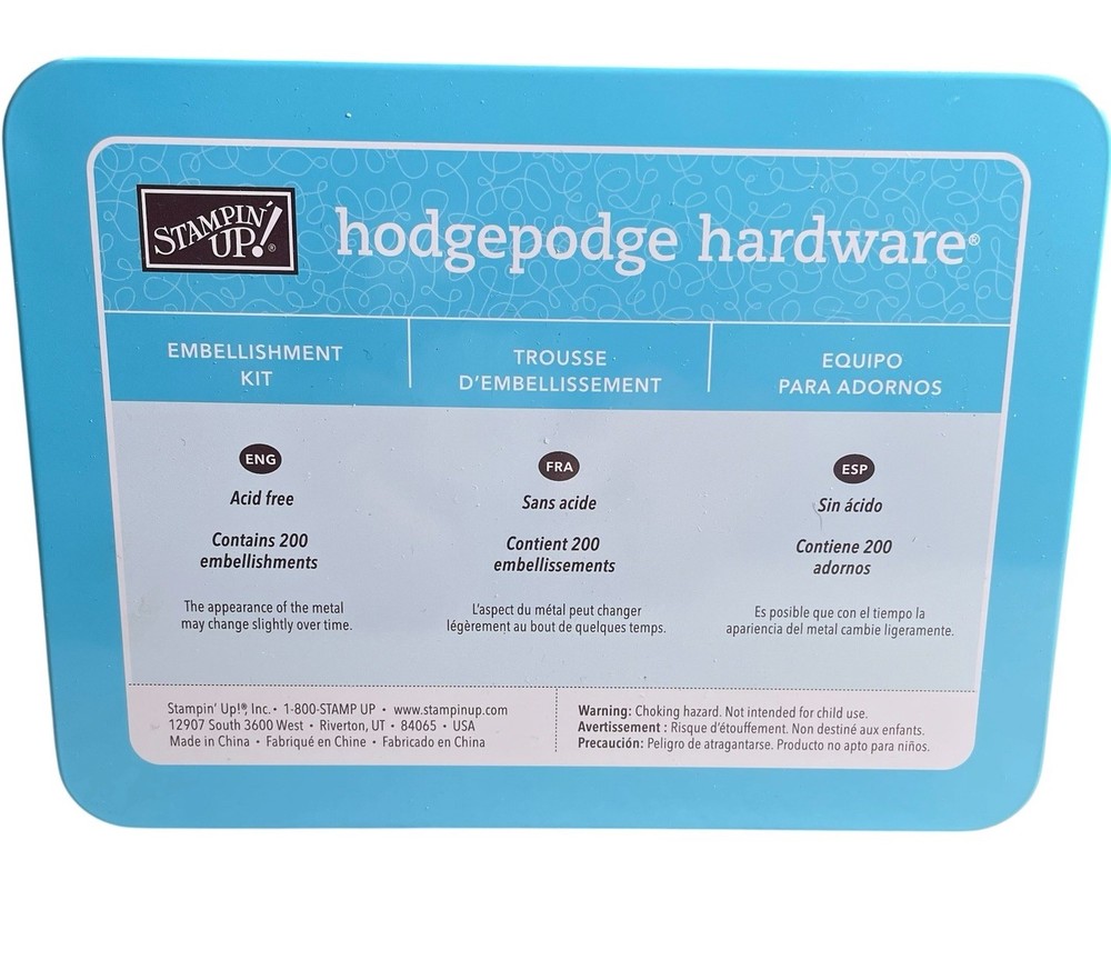 Stampin Up! Styled Vanilla HODGEPODGE HARDWARE Tin Case 200 Embellishments 2008