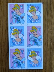 Vintage Disney Cinderella Stickers Blue Pink Rectangles Three (3) Sheets