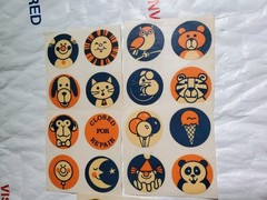 20 Lot Super Rare Vintage Antiques? Round Stickers Animals Fairs Moon Sun Odd