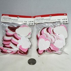 150 pc Heart Foam Stickers Scrapbooking 3D Valentine’s Glitter Asst Sizes
