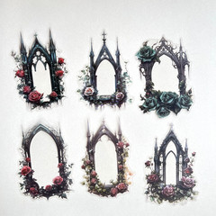 Gothic Rose Church Window Stickers Scrapbooking Journaling Collage