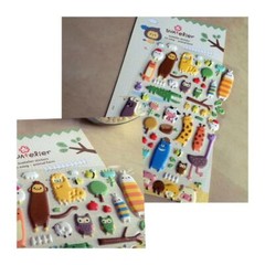 CUTE ANIMAL FARM STICKERS Cartoon Cow Pig Owl Fox Puffy Craft Scrapbook Sticker