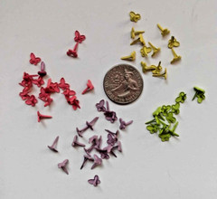 Lot 64 Mix Mini Butterflies Paper Brads Yellow, Green, Purple, Pink Pastel 5x8mm