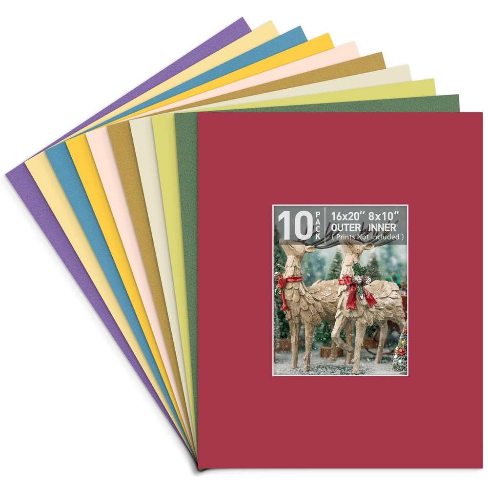 Golden State Art, 10 Pack 16×20 Mixed Color Picture Frame Mat 7.5×9.5 Opening…