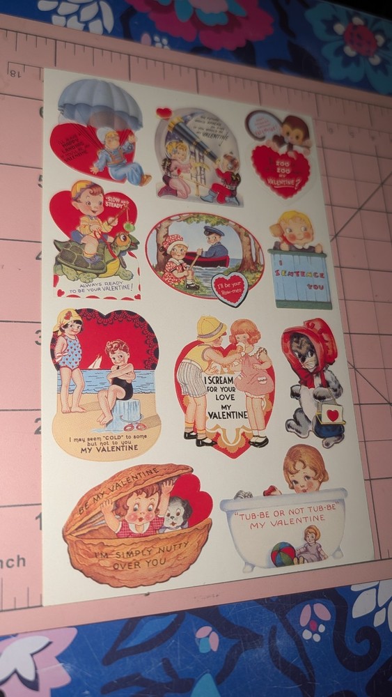 Vintage Gifted Line Stickers Punch Studio Valentine’s Sticker Sheet