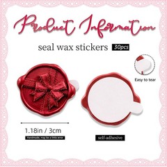 30pcs Wax Seal Stickers – Handmade 3D Lace Ribbon Bow Design, Self-Adhesive E…