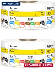 2 Rolls 1000 Pcs 1 inch X 2 inch Restaurant Quality Shelf Life Food Rotation Lab