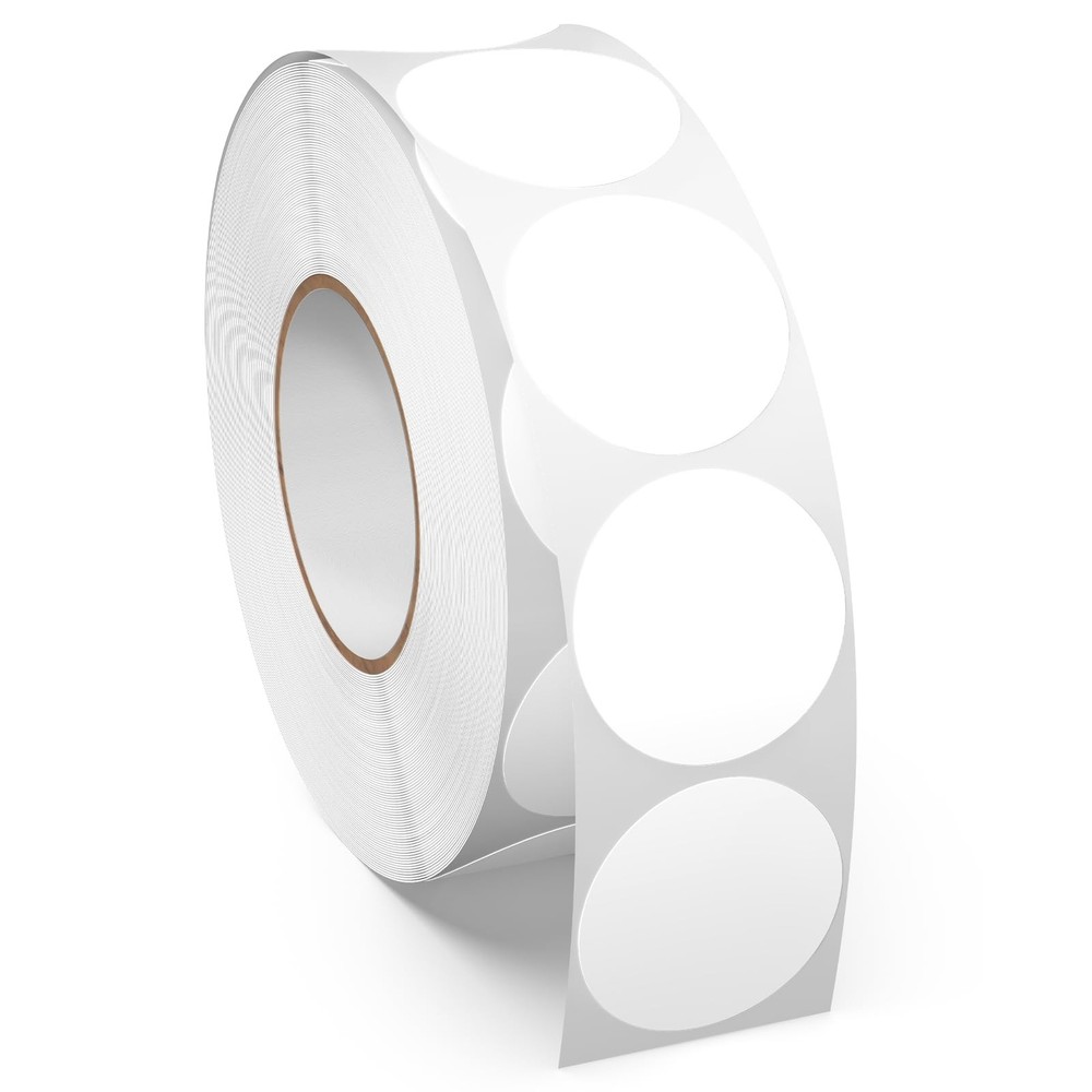 1 Inch White Dot Circle Stickers Roll 1000 PCS Self-Adhesive Vinyl Round Colo…