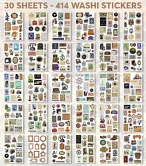Fayware 411 Vintage Washi Stickers & 20 Scrapbook Papers A5, Lost Treasures