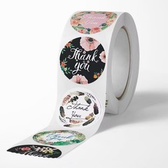 2000 PCS Floral Thank You Stickers Waterproof Easy Peel for Gifts&Envelopes Roll