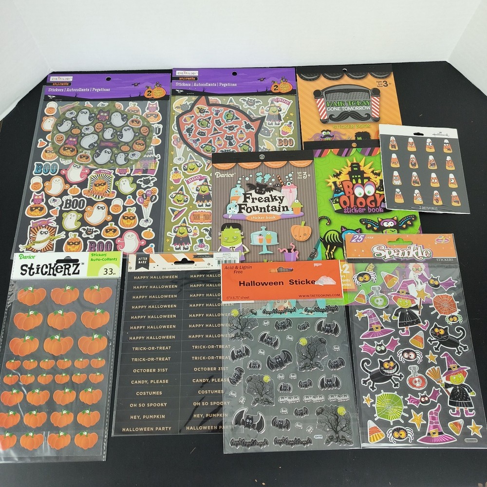 Halloween Stickers Scrapbook Lot Crafting Unused Sticker Sheets Various Brands