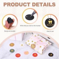 100 Pcs 1 Inch Handmade Gift Tags Round Paper Labels with String Black