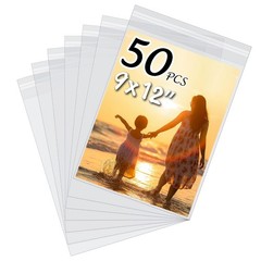 Acid Free Art Print Sleeves 9×12 Crystal Clear Storage Bags 50 Pack Picture