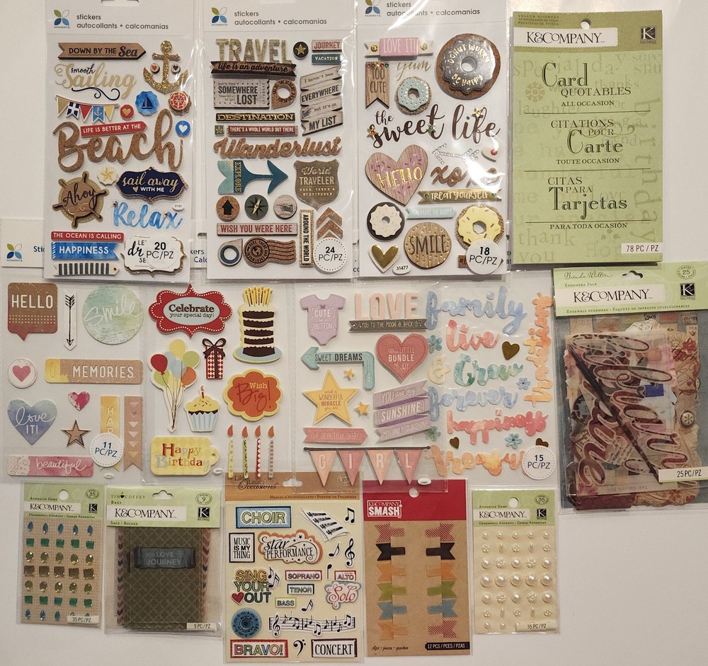 Lot of 14 K&COMPANY MOMENTA Scrapbooking Card Making Stickers
