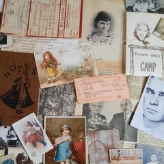 Vintage Junk Journal Paper Lot Ephemera Craft Bundle Old Photos Christmas Cards