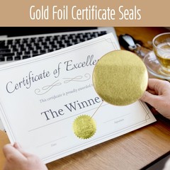 Award Certificate Seals, Gold Foil Embossed Official Seal of Excellence