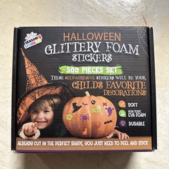 Halloween Glitter Foam Craft Stickers, 500 Pcs Self-Adhesive Party Supplies Deco