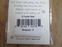 Vintage NEW Stephen Fossler Deep Embossed Gold Foil Seals 12 Monogram “H” USA