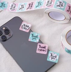 500 pcs / 1 Roll Thank You Stickers 2.5 Cm X 2.5 Cm