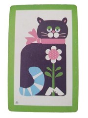 Sweet Colorful Cats Flower Cards Vintage Mid Century Junk Journal Scrapbook