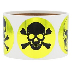 Skull and Crossbones Stickers | 2″ Inches Round – 100 Pack | Pick One Color