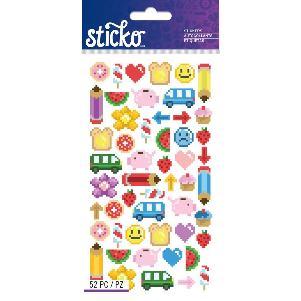 Crafts Stickers Sticko Pixel Art Icons Piggy Banks Fruit Food Happy Faces Hearts