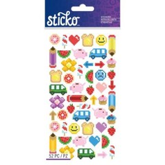 Crafts Stickers Sticko Pixel Art Icons Piggy Banks Fruit Food Happy Faces Hearts