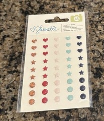 Shimelle Enamel Dots 45 Pieces Hearts Stars Circles Orange Red Pink Teal Blue