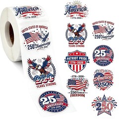 Patriotic Star-1 USA 250th Anniversary Self Adhesive Patriotic Stickers Roll