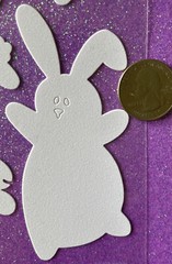 WHITE FUZZY RABBIT Stickers (6pc)Stampendous•Holiday•Easter •Bunnies•Jumping•