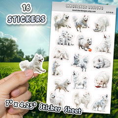 American Eskimo Dog Stickers for Journals, Scrapbooks, Planners, Glossy, Matte