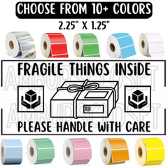50 FRAGILE STICKERS 2.25″ LABELS SEALS THANK YOU CAUTION SCRATCH RESISTANT