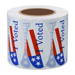 I Voted with Red, White, and Blue Stickers Oval 1×2 Inch Round 500 Labels Per…