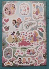 Princess Themed Stickers- Lot of 1 Sheet (Snow White, Aurora, Belle, Cinderella)