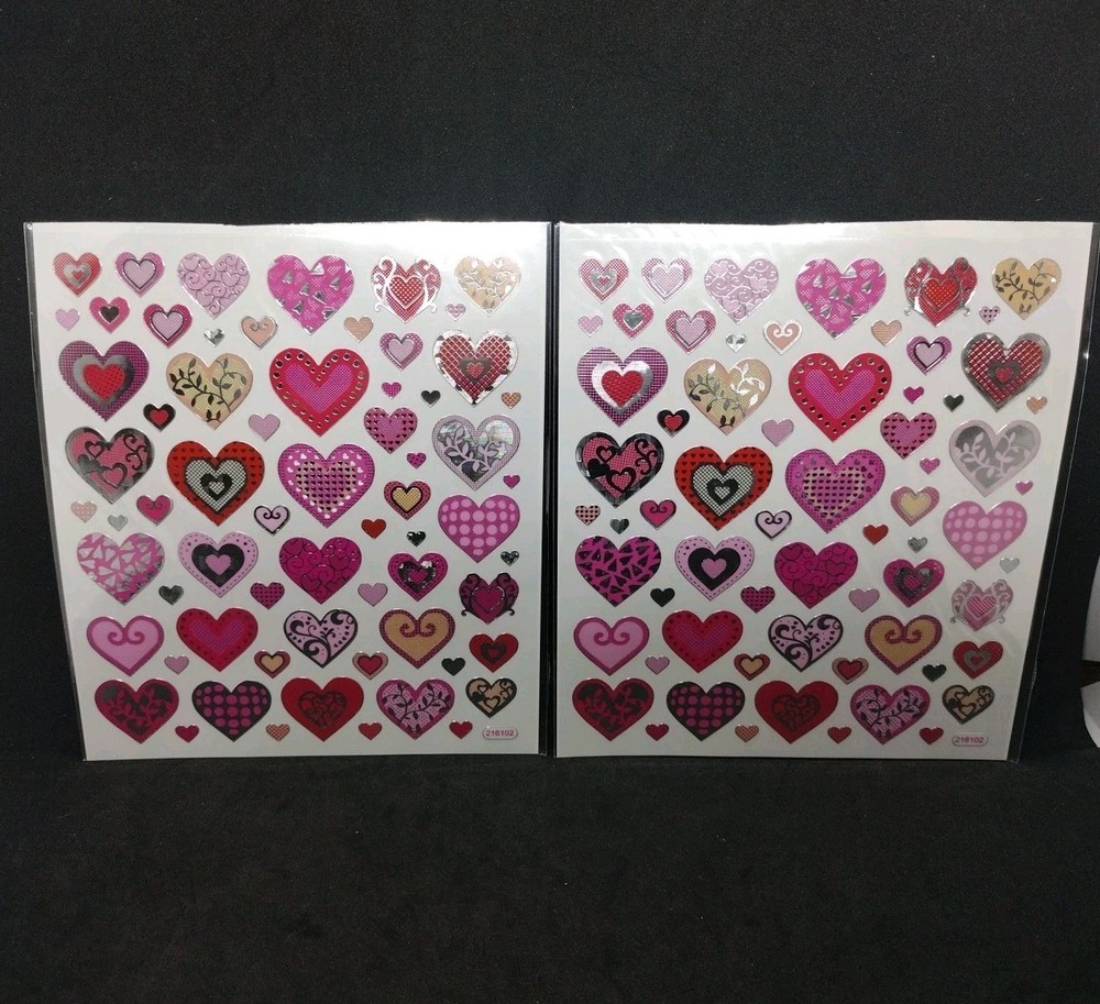Hearts The paper studio stick a bilites heart stickers Lot Of 2 Sheets