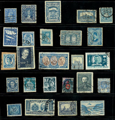 25 Blue Slate Steel Worldwide Used Stamps Color Lot — Crafts Art (WM257)