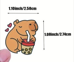 500 pcs Sticker Seals Roll Animal Cartoon Capybara Semi Gloss Self Adhesive