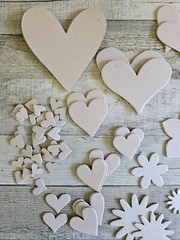 Lot of over 100 Kraft Chipboard Pieces Shapes – Heart Flower Star Snowflake
