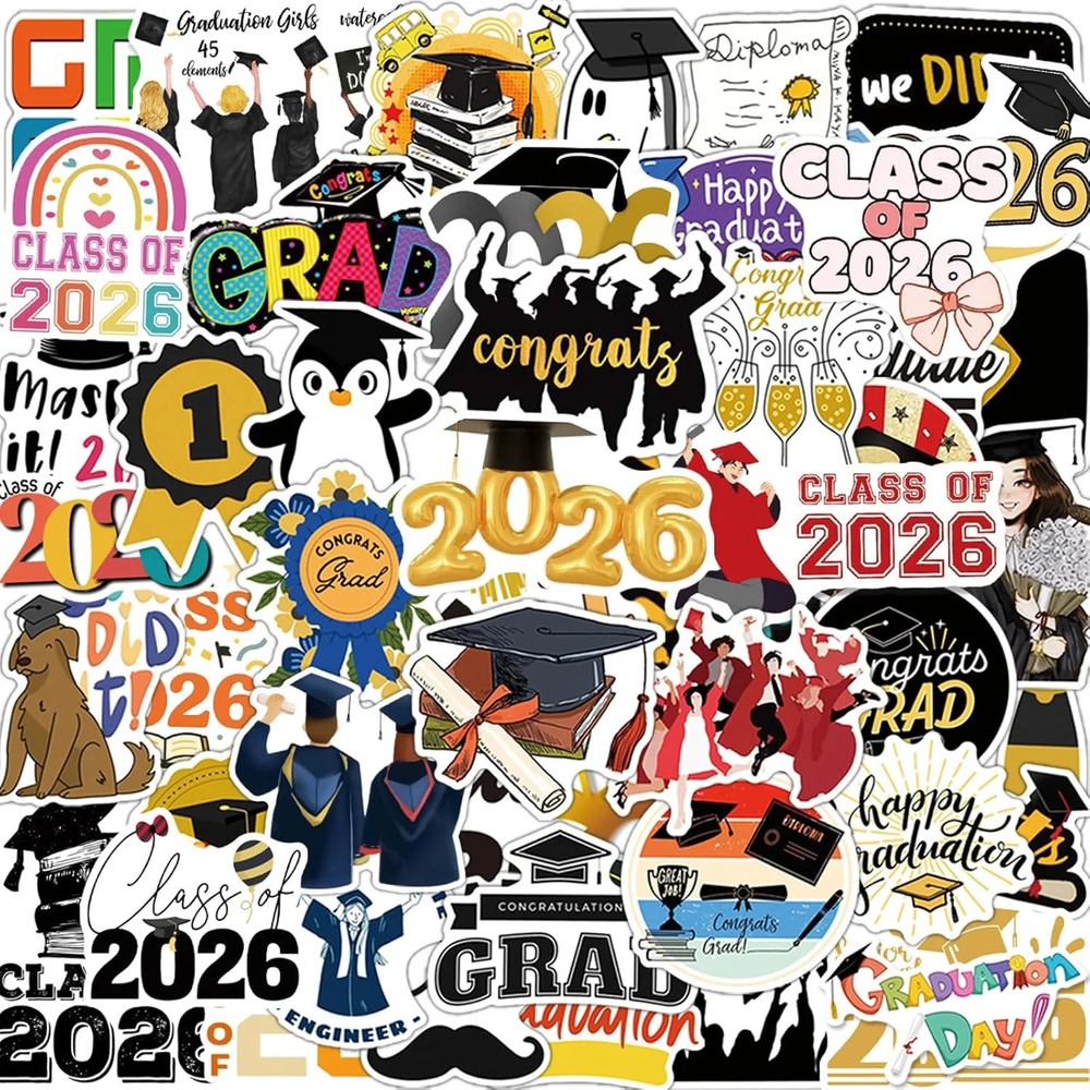 50Pcs Graduation Stickers 2026 College Class of 2026 Stickers for Graduation Dec